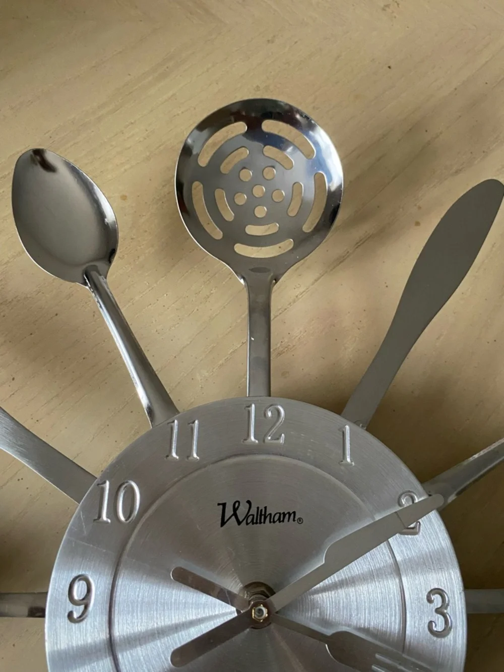 Silver Waltham Retro 15” Utensil Decorative Kitchen Wall Clock